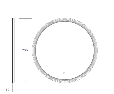 Зеркало с подсветкой Cezares ECO CZR-SPC-ECO-700-LED-TCH 70х70 подвесное