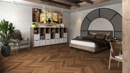 Кварцвиниловая плитка Damy Floor CHEVRON LVT DF07-Ch-LVT Шайо толщина 0.25 см 43 класс 600х127