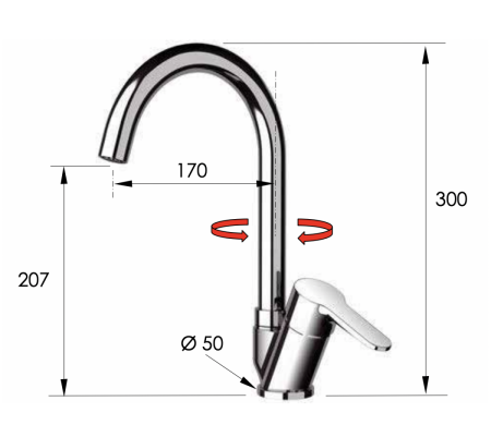 Смеситель для кухни Remer Winner W42B на мойку хром