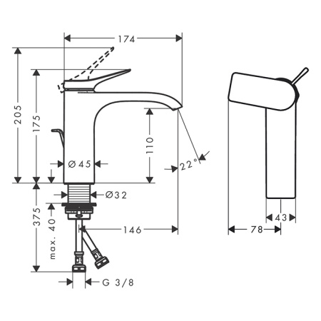 Смеситель Hansgrohe Vernis Blend 75023000 на раковину хром