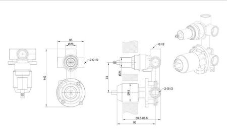 Скрытая часть встраиваемого смесителя Bravat Built-in D969CP-B-ENG