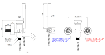 Смеситель для ванны Remer Element ET02BO настенный белый