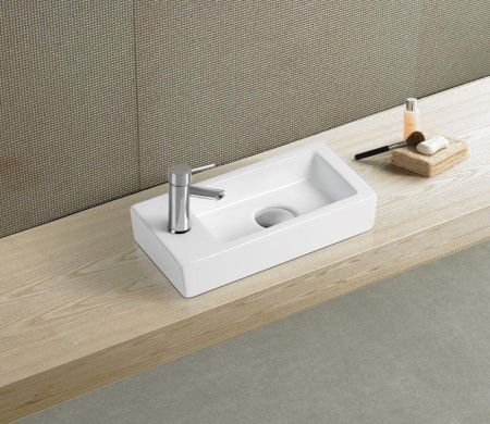 Раковина из санфаянса CeramaLux 9272R 37х18 накладная цвет белый 1 отверстие под смеситель