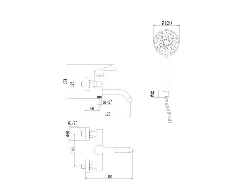 Смеситель для ванны и душа Fmark FS8206Q настенный графит - фото 2