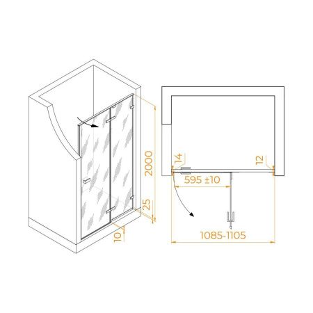 Душевая дверь RGW Stilvoll 353200411-21 110х200 стекло матовое профиль хром