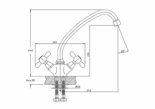 Смеситель для кухни Haiba HB25 HB4125 на мойку хром - фото 2