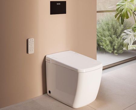 Унитаз приставной Vitra V-Care 7232B403-6217 белый с сиденьем микролифт безободковый