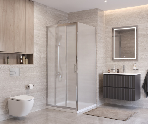 Душевой уголок BelBagno UNO-195 UNO-195-AF-31-90-P-Cr 90х90 стекло рифленое профиль хром без поддона - фото 4