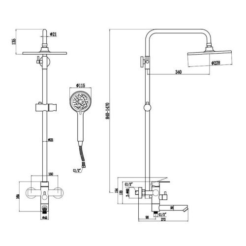 Душевая стойка Esko ST260OL настенная цвет сатин - фото 3