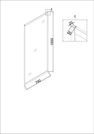 Боковая стенка Niagara Nova NG-A80G 80х195 стекло прозрачное профиль золото