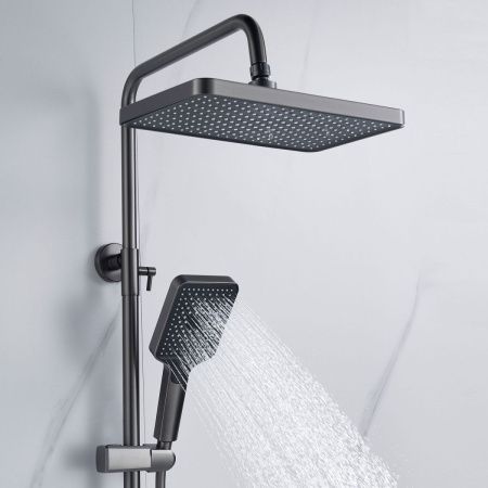 Душевая стойка Shevanik S4436T настенная цвет оружейная сталь