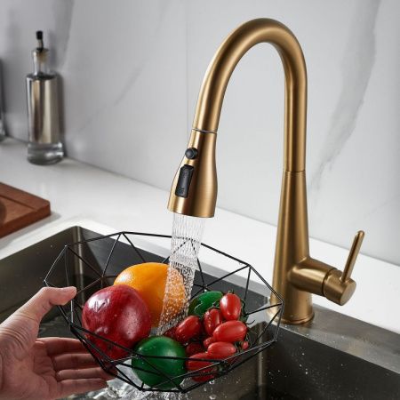 Смеситель для кухни Shevanik S363G на мойку золото