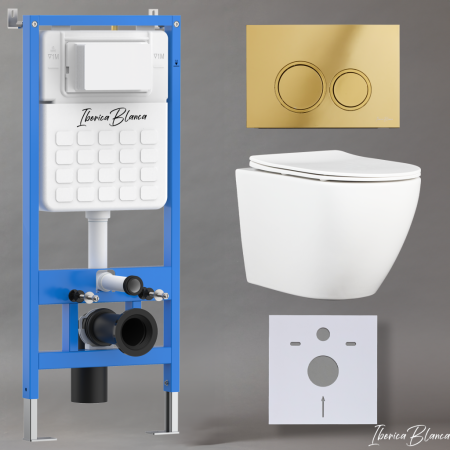 Комплект унитаз с инталляцией и клавишей смыва Iberica Blanca BILBAO ALTO IB001.BLA.234.826