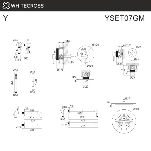 Душевая система Whitecross Y gunmetal YSET07GM встраиваемая - фото 3