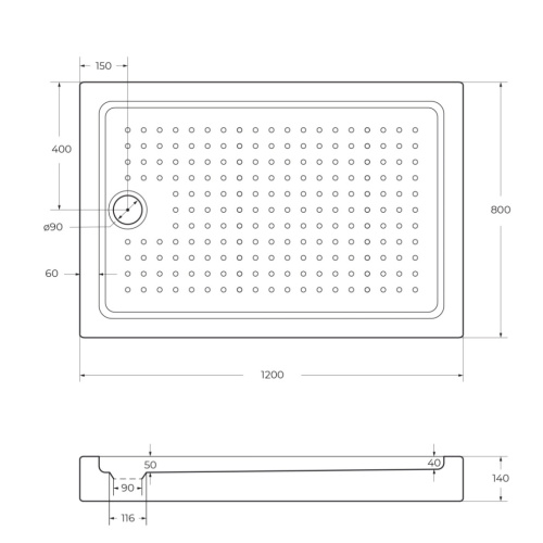Душевой поддон Cezares TRAY-A-AH-120/80-15-W0 120х80 акрил белый - фото 2