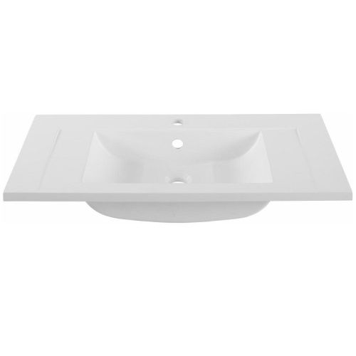 Раковина из искусственного камня De Aqua Кубика 166875 80х40 полувстраиваемая цвет белый 1 отверстие под смеситель - фото 4