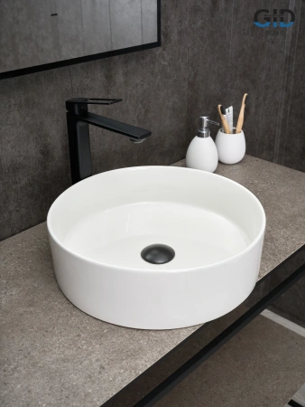 Раковина керамическая Gid Esfera 51143 40х40 накладная цвет белый без отверстий под смеситель