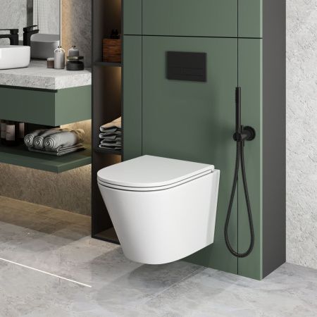 Унитаз подвесной Grossman Торнадо GR-4403SQ белый с сиденьем микролифт безободковый смыв торнадо