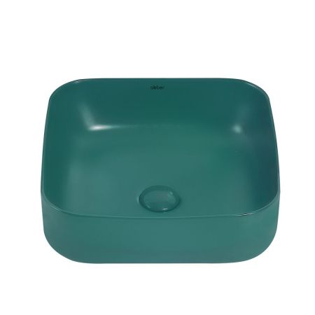 Раковина из сантехнического фаянса Abber RECHTECK AC2211MBG 40х40 накладная цвет зеленый без отверстий под смеситель