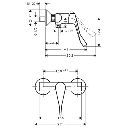 Смеситель для душа Hansgrohe Focus 31916000 настенный хром