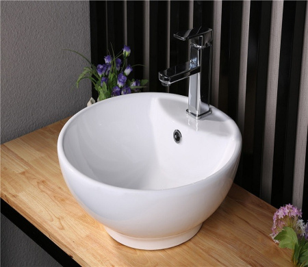 Раковина из санфаянса CeramaLux 9001 45х45 накладная цвет белый 1 отверстие под смеситель