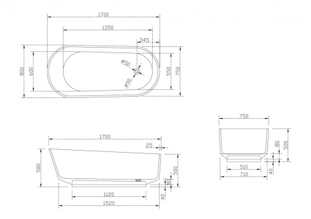 Ванна полиэфирная смола Abber Kristall AT9706Emerald 170х80 отдельностоящая овальная