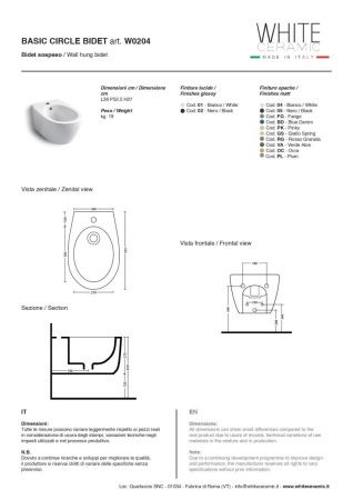 Биде подвесное White Ceramic Basic W020401 цвет белый