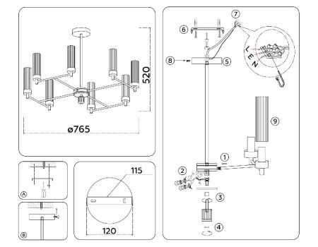 Люстра на штанге Ambrella Light Modern (Модерн) LH55152
