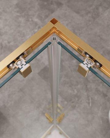 Душевой уголок Cezares MOLVENO MOLVENO-A-22-90+30-C-BORO-IV 120х120 стекло прозрачное профиль золото без поддона