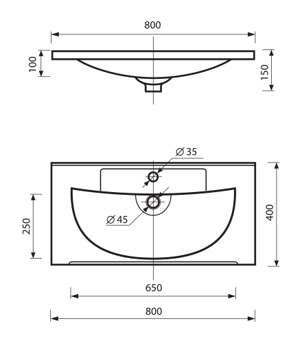 Раковина мебельная из литьевого мрамора Misty EVVA 80 Р-Евв14080-Д 80х40 накладная цвет белый - фото 3