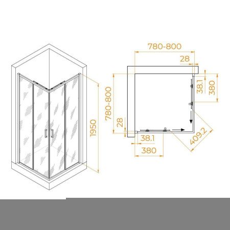 Душевой уголок RGW Passage 03083988-14 80х80 стекло прозрачное профиль черный без поддона