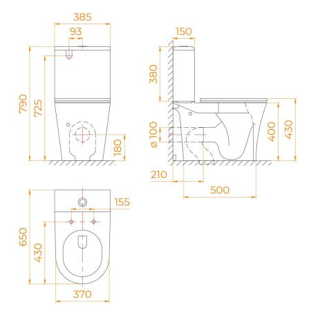 Унитаз напольный с бачком RGW 67420104-01 белый с сиденьем безободковый смыв торнадо