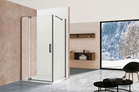 Душевой уголок Vincea Extra VSR-1E809090CLGM 90х90 стекло прозрачное профиль вороненая сталь без поддона