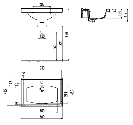 Раковина из сантехнического фарфора Creavit Sera TF165-00CB00E-0000 70х50 накладная цвет белый