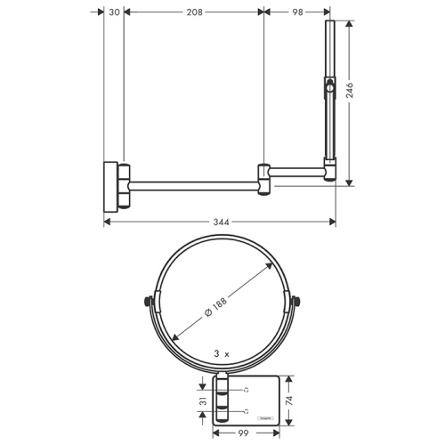 Косметическое зеркало Hansgrohe AddStoris 41791000 - фото 2