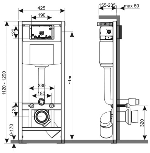 Инсталляция + кнопка смыва KK POL Standard 350/ZPW/425-109-S0 - фото 3