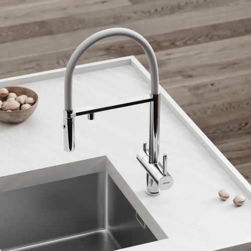 Смеситель для кухни Sancos Imola SC4010CHwh на мойку белый/хром - фото 4