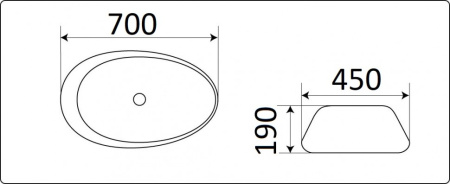 Раковина из санфаянса CeramaLux 7807 70х45 накладная цвет белый