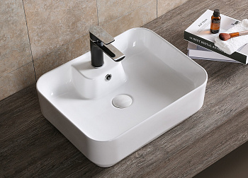 Раковина из сантехнического фарфора Cerutti SPA CR0097 51х41 накладная цвет белый 1 отверстие под смеситель