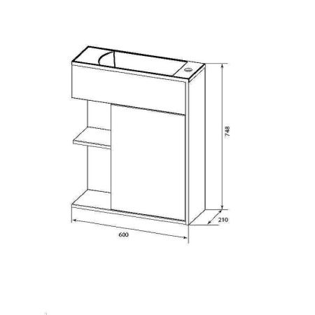 Тумба с раковиной 1MarKa Stretto У94717 60х20 подвесная цвет белый