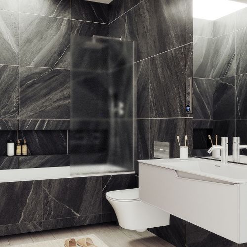 Душевая шторка на ванну Maybah Glass MGV-95-5у 90х140 стекло тонированное профиль хром ориентация универсальная