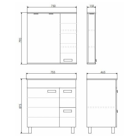 Зеркало-шкаф Comforty Модена М 00-00001640CF 80х80 подвесной цвет белый
