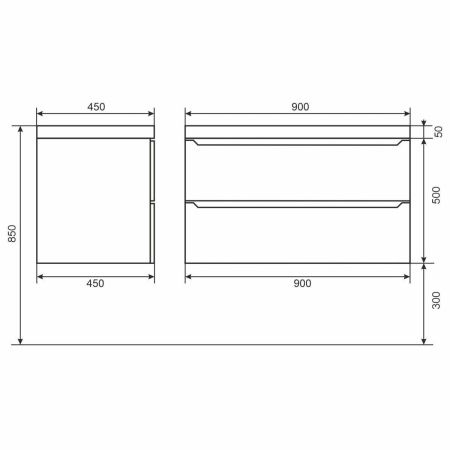 Тумба под раковину Uperwood Tanos 2930205143 90х50 подвесная