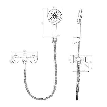 Смеситель для душа LeMark Minima LM3803C настенный хром