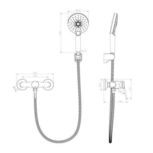 Смеситель для душа LeMark Minima LM3803C настенный хром - фото 2