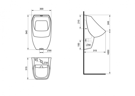 Писсуар Santek Гала 1WH301774 подвесной белый