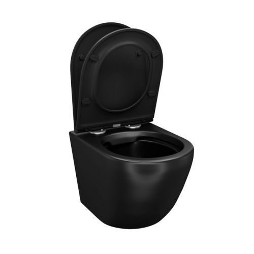 Унитаз подвесной IDDIS Blanco BLAR3BMi25 черный с сиденьем микролифт безободковый каскадный смыв - фото 4