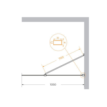 Душевая перегородка Cezares LIBERTA LIBERTA-L-1-TB-105-C-NERO 105х195 стекло прозрачное профиль черный