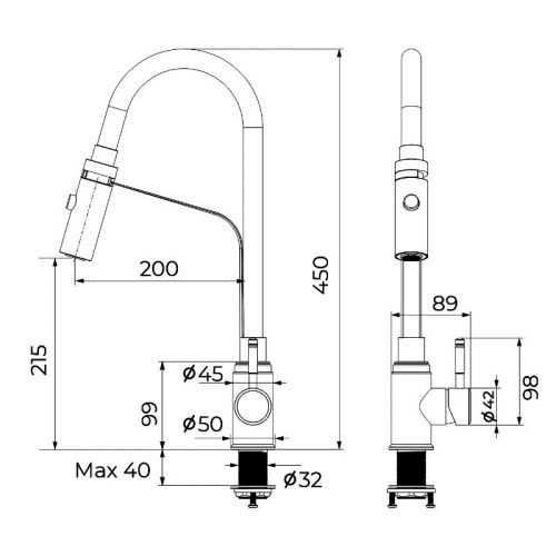 Смеситель для кухни Knotlor STREAMLINE SS-07 на мойку нержавеющая сталь - фото 3