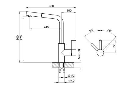 Смеситель для кухни Granula 2502, СЛАНЕЦ на мойку серый